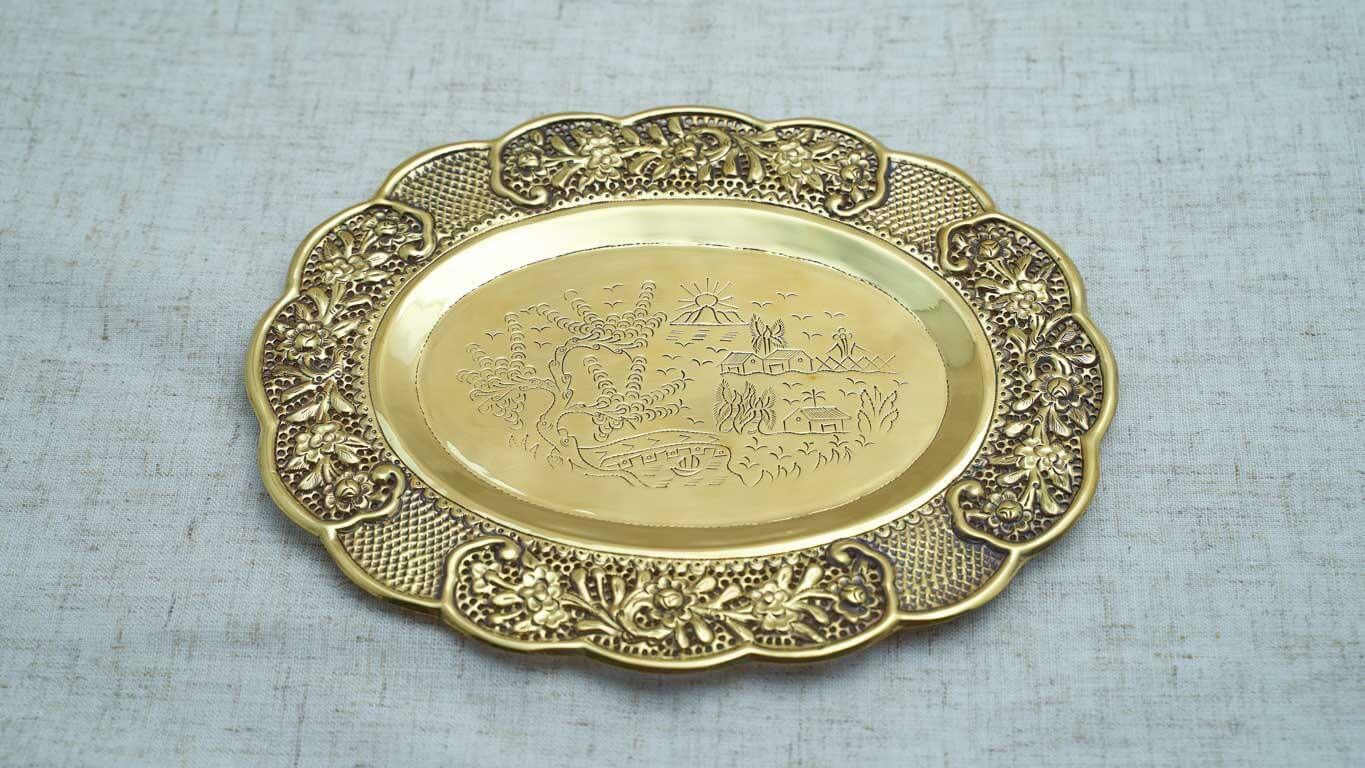 Engraved Oval Bronze Tray