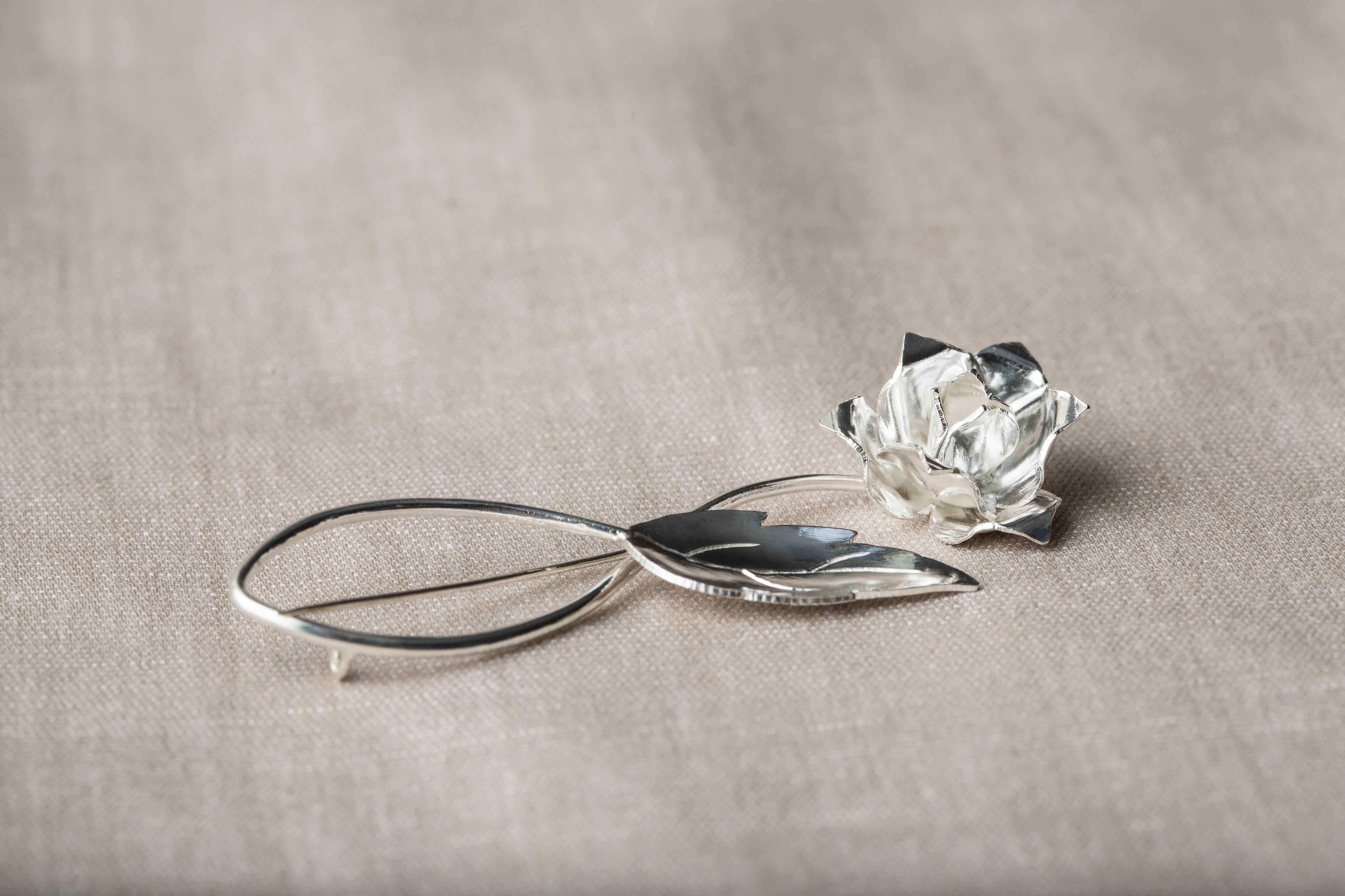 Reaching Out Silver Lotus Brooch