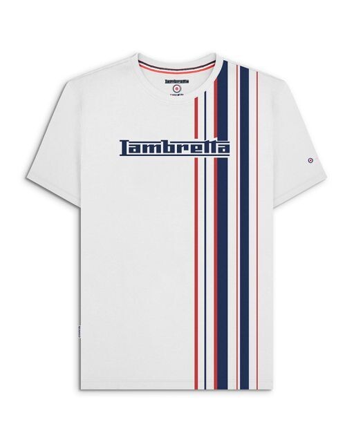 Lambretta Racing Stripe Tee White/Navy/Red