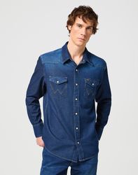 Wrangler Icons 27MW Western Shirt 112341088 in colour Dark Stone , Regular Fit