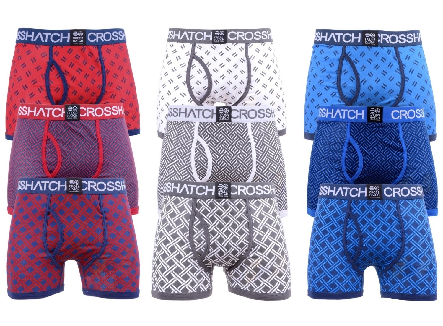 3 Pack Crosshatch Mens Designer Boxer Shorts Boxers Underwear 