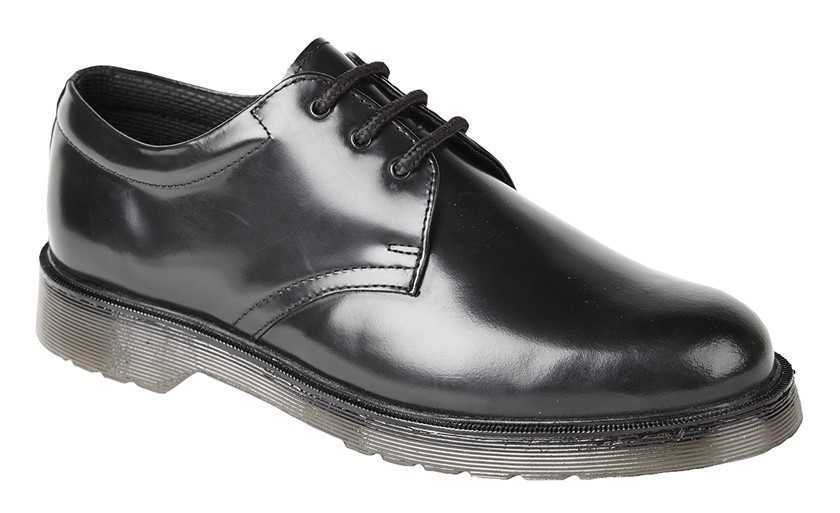 Grafters Black Lace Up HiSHINE 'Uniform' Leather Shoe M385A