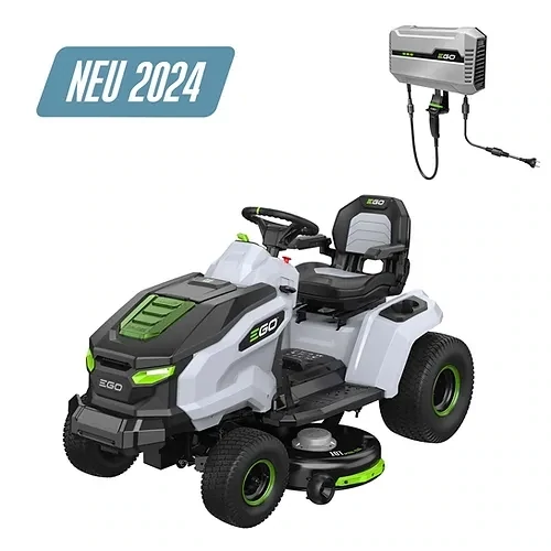 EGO 107CM RASENTRAKTOR TR4201E mit Ladegerät und Seitenauswurf - jetzt bei uns mit Prämie 4x 10 Ah Akku gratis -
