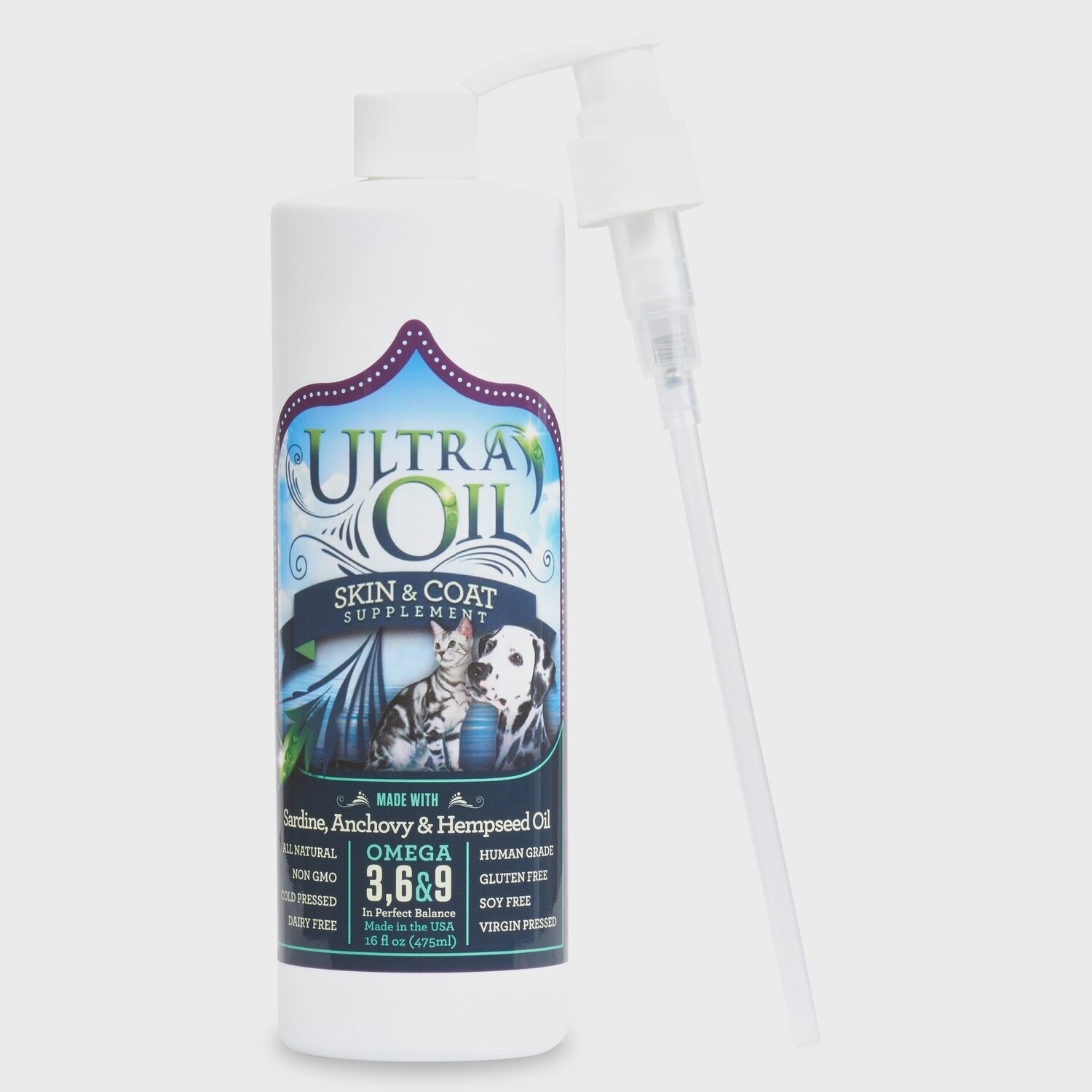 ULTRA OIL SKIN &amp; COAT 16oz SARDINE ANCHOVY HEMPSEED