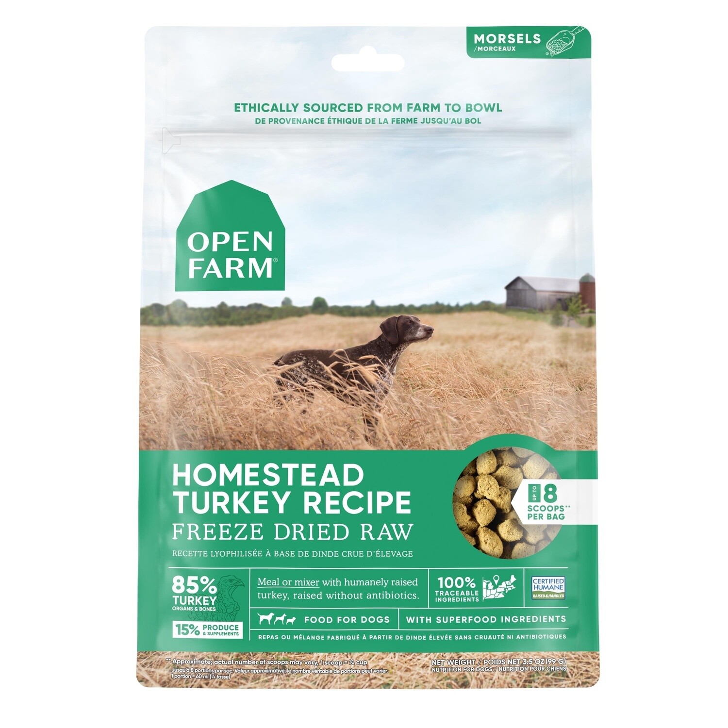 Open Farm Certified Humane Freeze Dried Raw Turkey Recipe for Dogs 3.5 oz