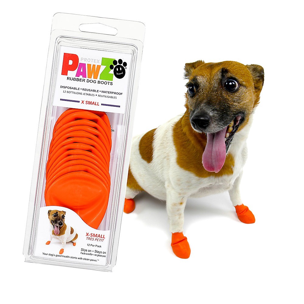Pawz Rubber Dog Boots XS- Orange