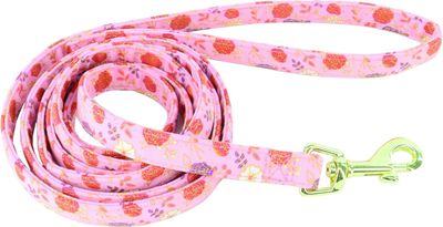 Accent Metallic Dog Leash, Delicate Pink Flowers, 1&quot; x 6&#39;