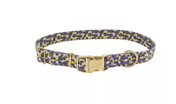 Accent Metallic Adjustable Dog Collar Classic Blue Diamonds