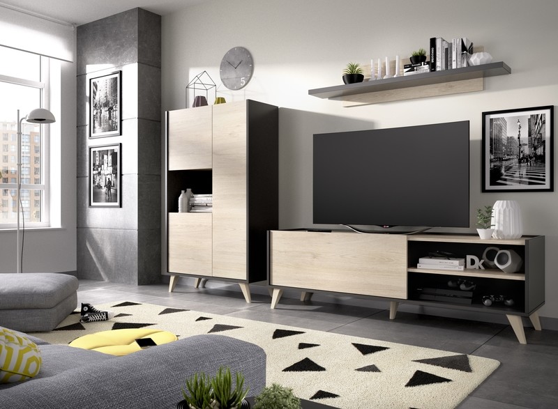 Apilable moderno Ancho 2,36 mts. Color GRAFITO / NATURAL. Apilable moderno Ancho 2,36 mts. Color GRAFITO / NATURAL.