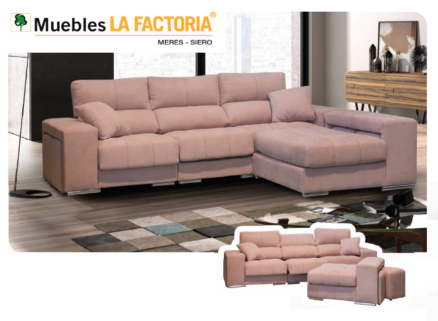 Sofa Cheslón Partida Grande con 4 poufs + 2 cojines decorativos.