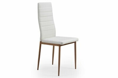 4 SILLAS-SÍMIL PIEL BLANCO PATAS OAK. 4 SILLAS-SÍMIL PIEL BLANCO PATAS OAK.