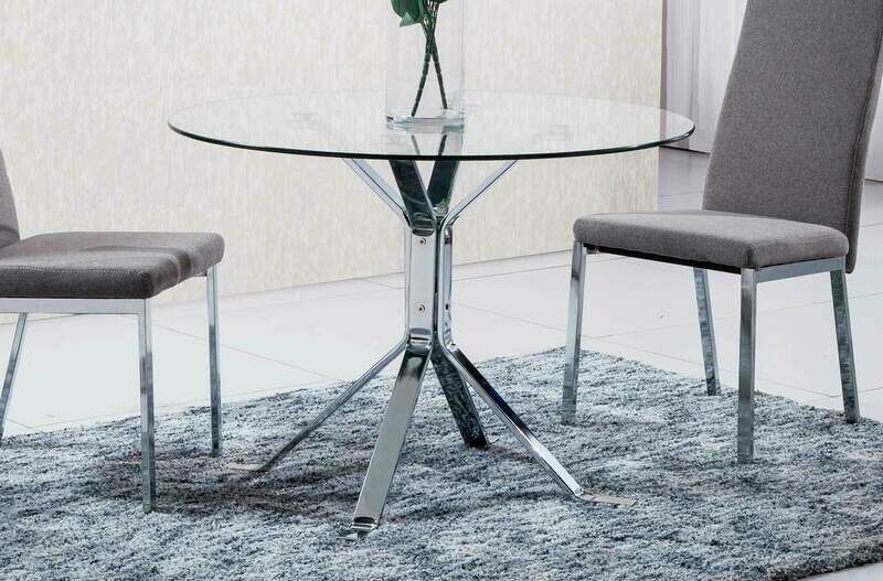 MESA COMEDOR CRISTAL REDONDA PATAS CROMADAS GINEBRA MESA COMEDOR CRISTAL REDONDA PATAS CROMADAS GINEBRA
