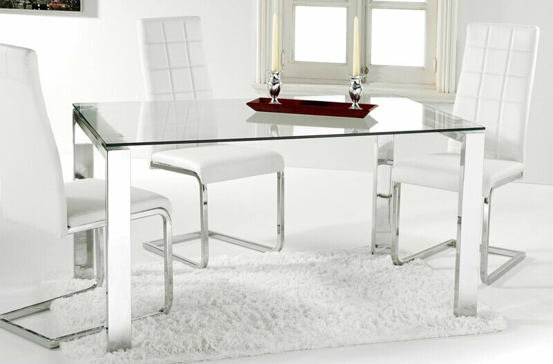 MESA COMEDOR CRISTAL UNIVERSAL FIJA PATAS CROMADAS MESA COMEDOR CRISTAL UNIVERSAL FIJA PATAS CROMADAS