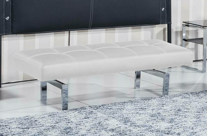 BANCO TAPIZADO BENCH TEJIDO SÍMIL PIEL BLANCO BANCO TAPIZADO BENCH TEJIDO SÍMIL PIEL BLANCO