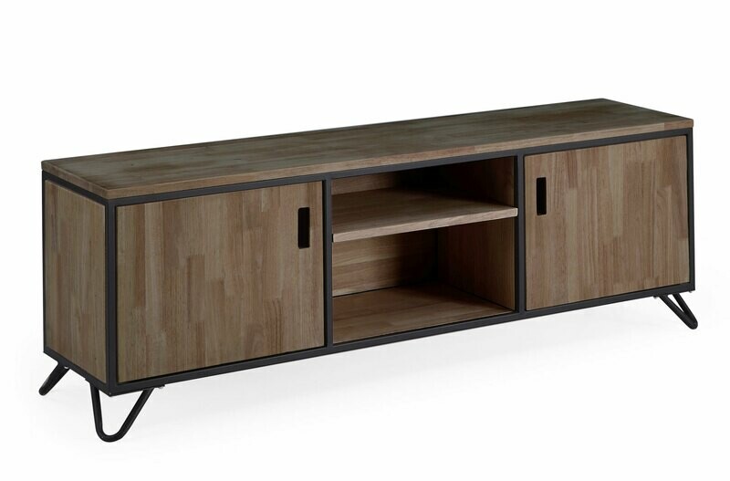 MUEBLE TV INDUSTRIAL ROBLE AMERICAN/ NEGRO. MUEBLE TV INDUSTRIAL ROBLE AMERICAN/ NEGRO.