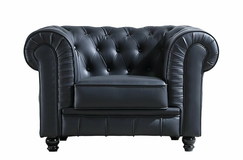 SOFÁ CHESTERFIELD 1 PLAZA SÍMIL PIEL NEGRO SOFÁ CHESTERFIELD 1 PLAZA SÍMIL PIEL NEGRO