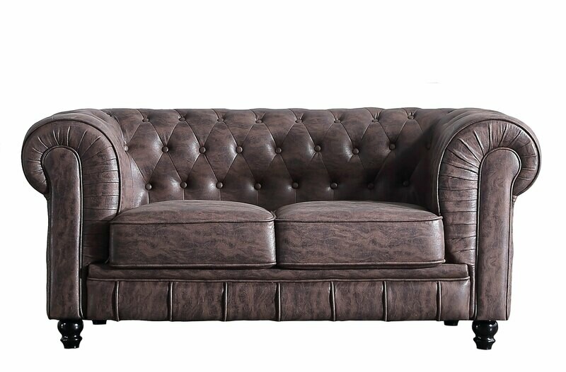 SOFÁ CHESTERFIELD 2 PLAZAS CHOCOLATE VINTAGE SOFÁ CHESTERFIELD 2 PLAZAS CHOCOLATE VINTAGE