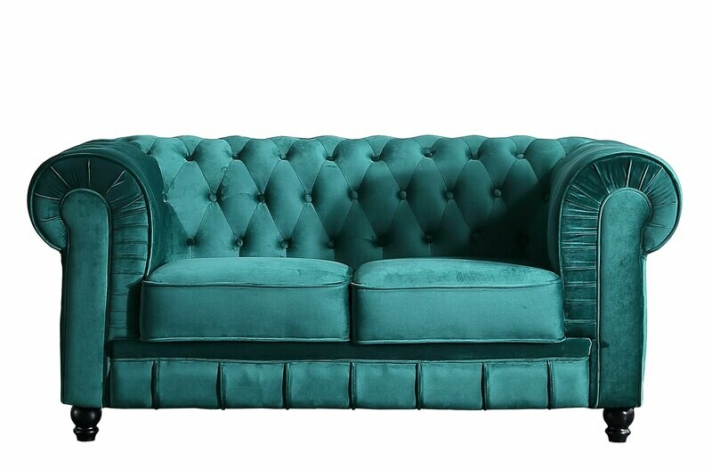 SOFÁ CHESTERFIELD 2 PLAZAS VELVET VERDE SOFÁ CHESTERFIELD 2 PLAZAS VELVET VERDE
