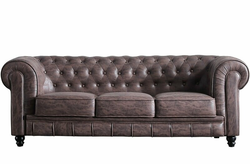 SOFÁ CHESTERFIELD 3 PLAZAS CHOCOLATE VINTAGE SOFÁ CHESTERFIELD 3 PLAZAS CHOCOLATE VINTAGE