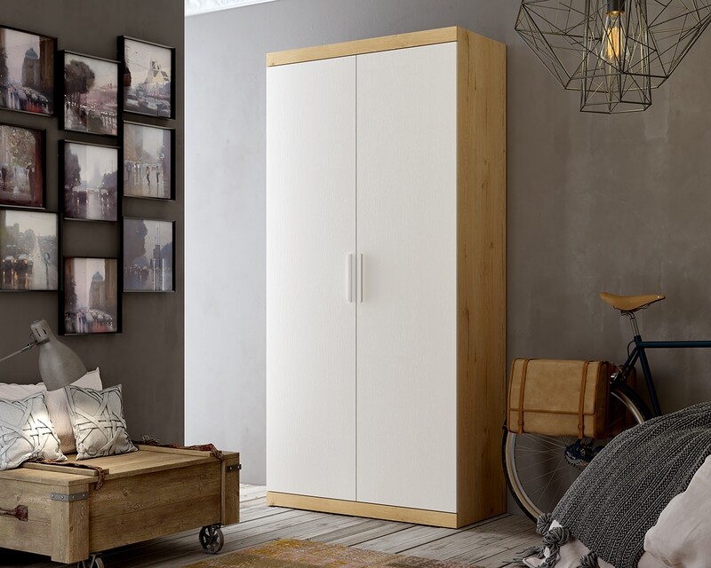 Armario 2 puertas Bi-Color Roble y Blanco Armario 2 puertas Bi-Color Roble y Blanco