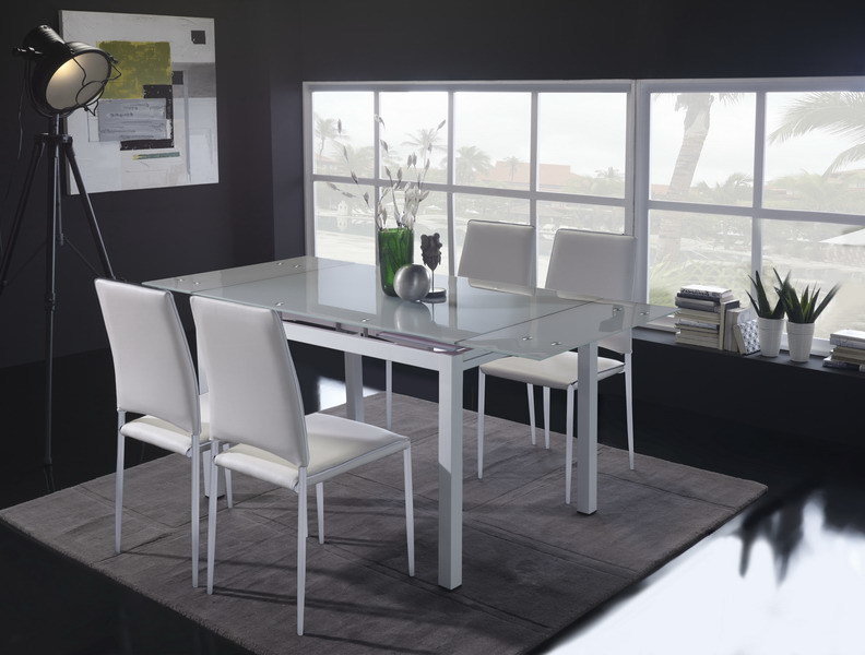 Mesa Comedor Extensible cristal blanco Mesa Comedor Extensible cristal blanco