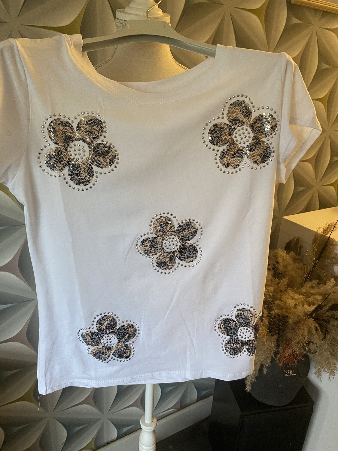 T-shirt bloem leopard