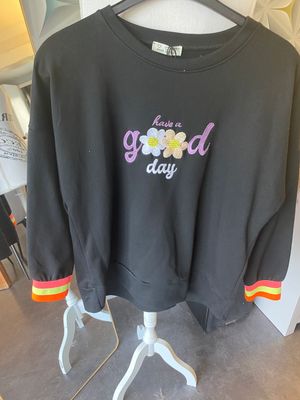 Zwarte sweater Have a good day fluo