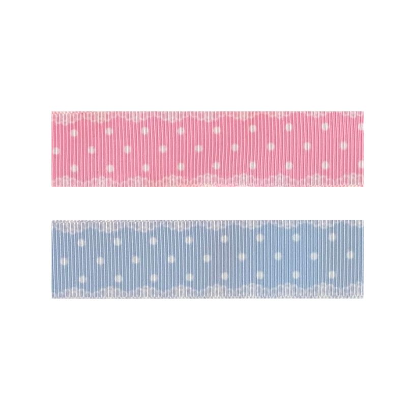 7/8" Grosgrain Ribbon - Polka Dot & Lace