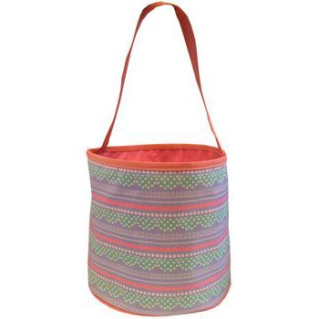 ***Closeouts*** Patterned Bucket Tote - Pastel Scalloped Stripes