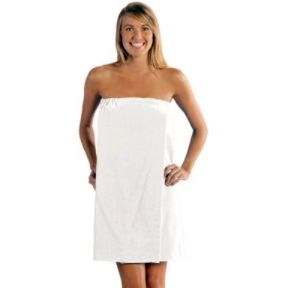 Womens Terry Velour Spa Wrap - WHITE