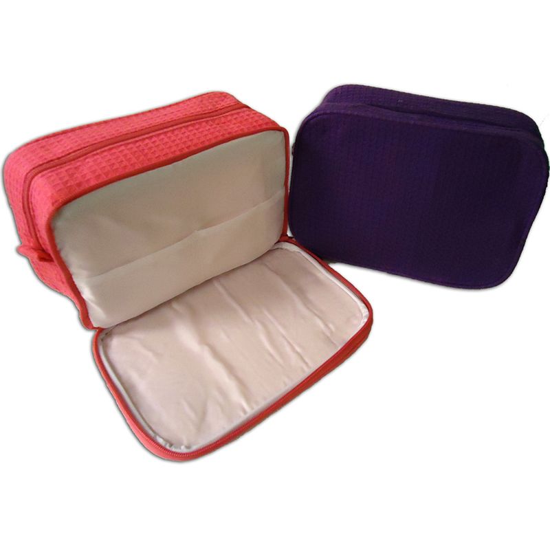 ***Closeout*** Waffle Weave Cosmetic Bag - Two Compartment