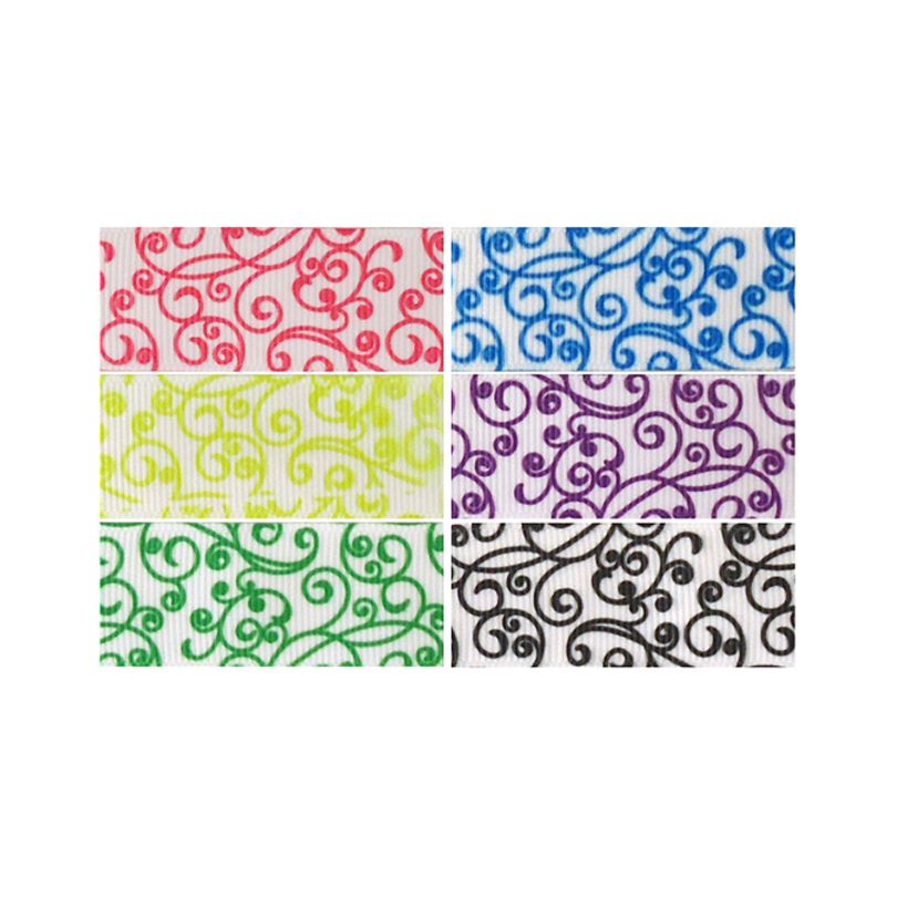 7/8" Grosgrain Ribbon - Swirls