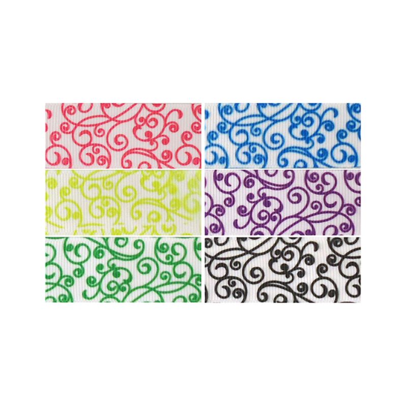 7/8" Grosgrain Ribbon - Swirls