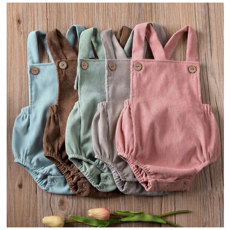 Corduroy Backless Baby Romper