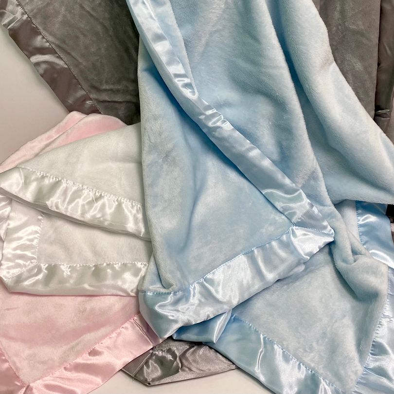 Satin Trim Tahoe Microfleece Baby Blanket Satin Trim Tahoe Microfleece Baby Blanket