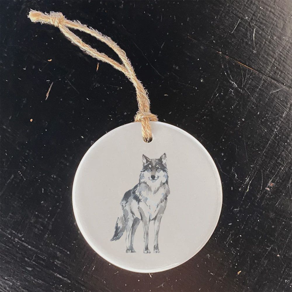 Watercolor Standing Wolf Ornament