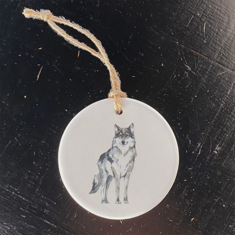 Watercolor Standing Wolf Ornament