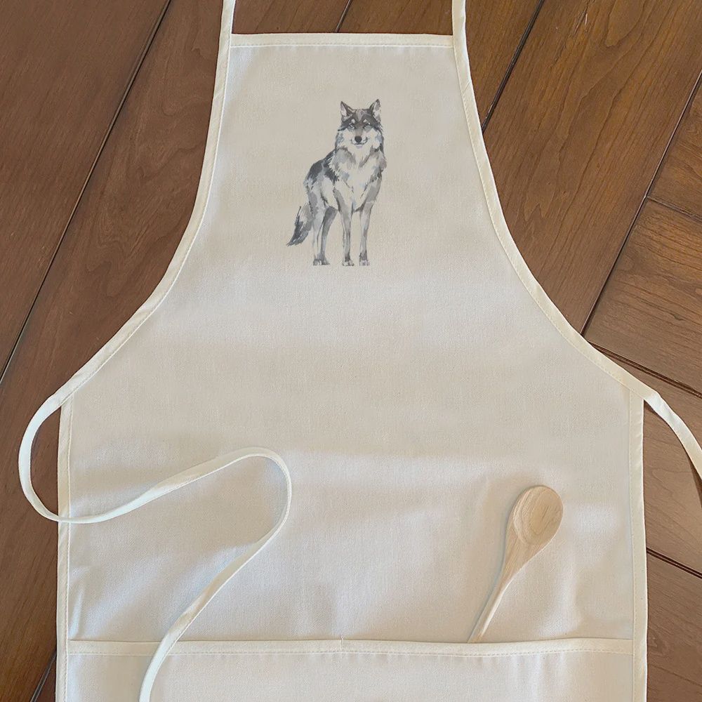 Watercolor Standing Wolf Apron