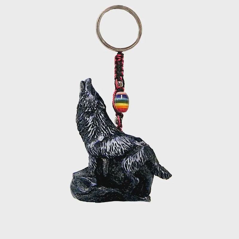 Howling Wolf  Resin Figurine Keychain