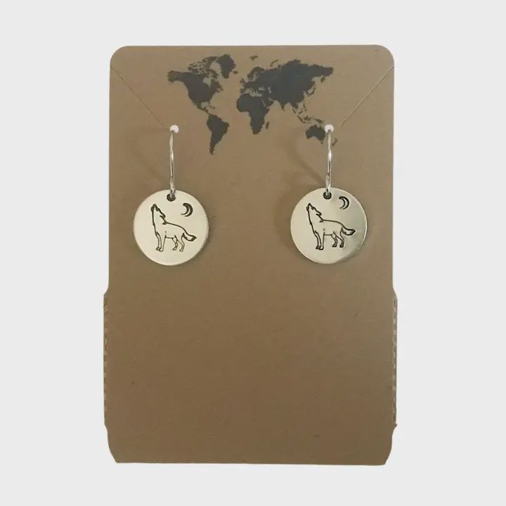 Howling Crescent Moon  Earrings