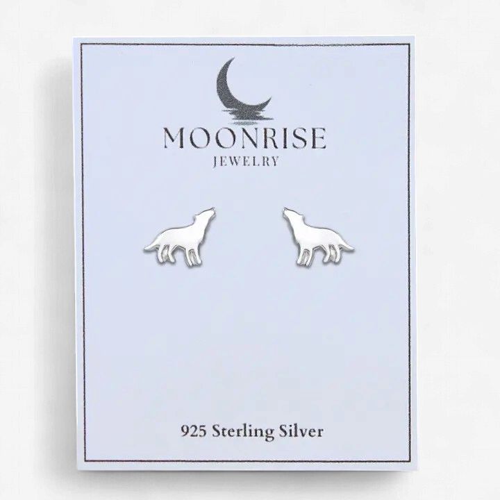 Sterling Wolf Stud Earrings