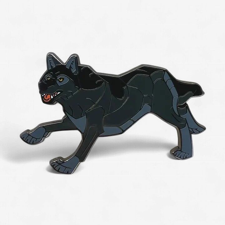 Running Black  Wolf Enamel Pin