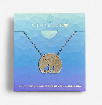 Howling Wolves Starry Skies Necklace