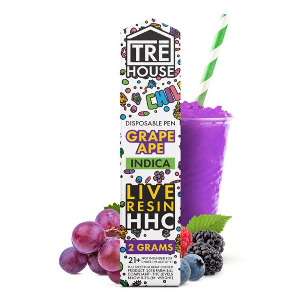 TreHouse Live Resin Vape Pen 2G HHC, Flavor: Grape Ape | Indica