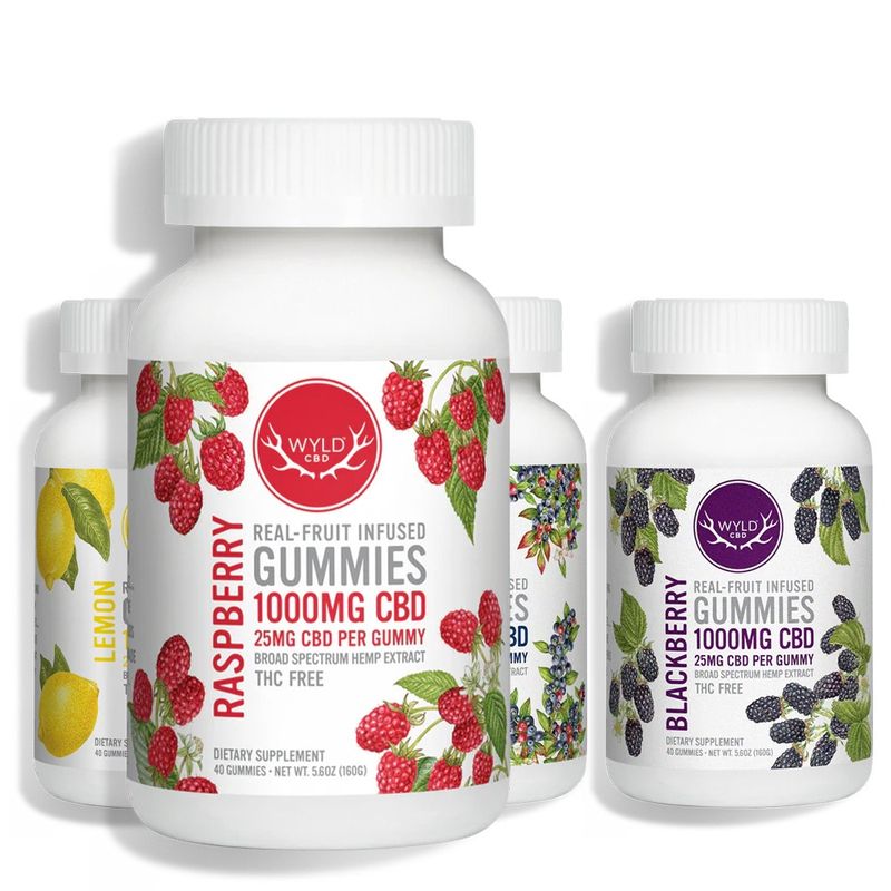 WYLD CBD Gummies 1000MG Broad Spectrum CBD - 25MG CBD Per Gummy - THC-FREE