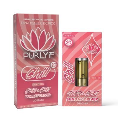 CHILL Sunday Driver Hybrid CBD/CBG 2G Cartridge or Disposable from Purlyf