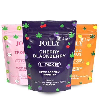 Jolly 1:1 THC Gummies – 15mg THC &amp; 15mg CBD Per Gummy