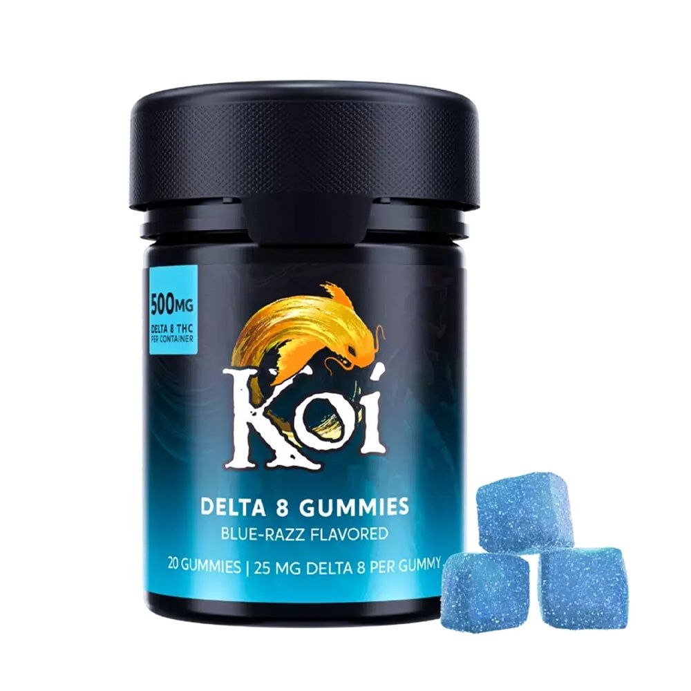 Koi Delta 8 Gummies - 25MG Delta 8 - Isolate (500MG Total), Flavor: Blue Razz