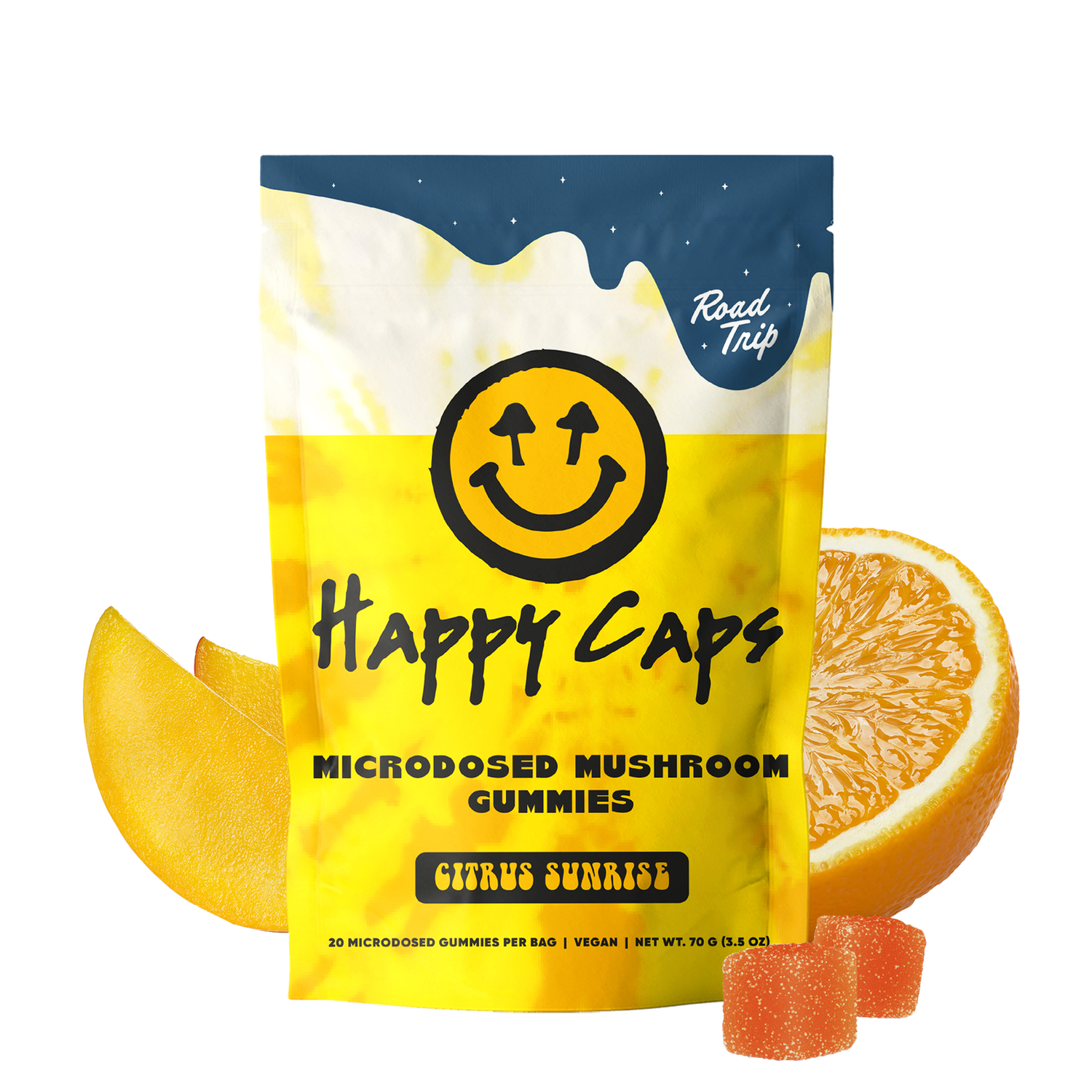 Road Trip Happy Caps Mushroom Gummies Microdosed Functional Mushrooms
