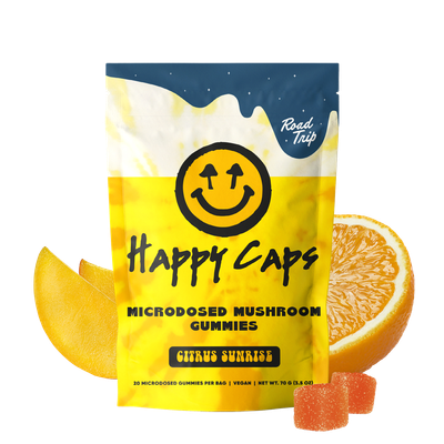 Road Trip Happy Caps Mushroom Gummies Microdosed Functional Mushrooms
